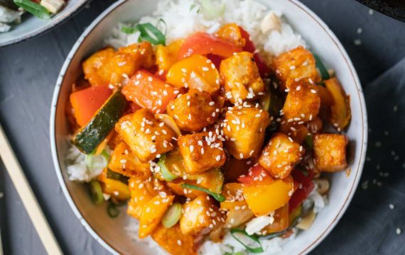 Sweet and Sour Tofu with White Rice